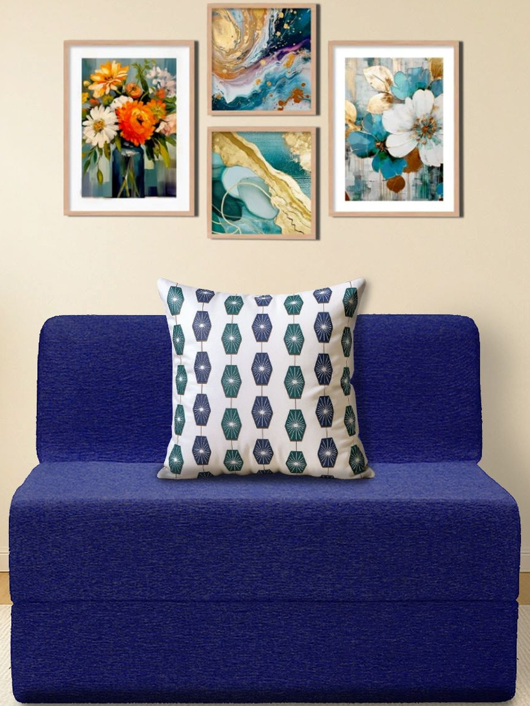 Clex Blue Premium Space-Saving Sofa Cum Bed