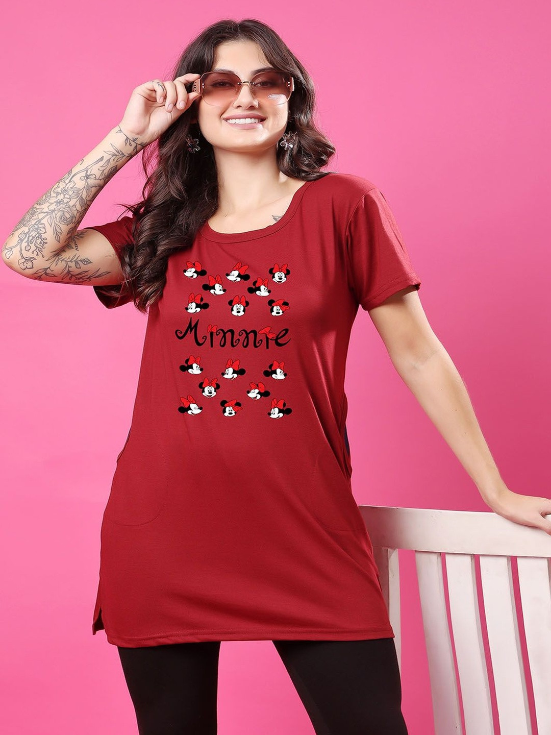 CORSICA Women Minnie Mouse Cotton Printed Regular Fit T-shirt