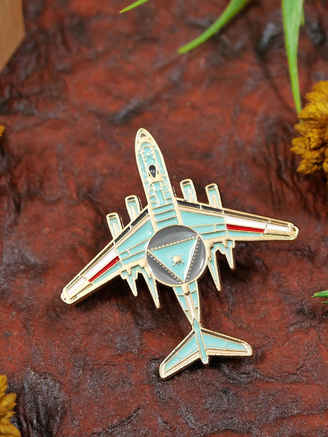 ADORN Unisex Aircraft-Shaped Enamel Lapel Metal Brooch
