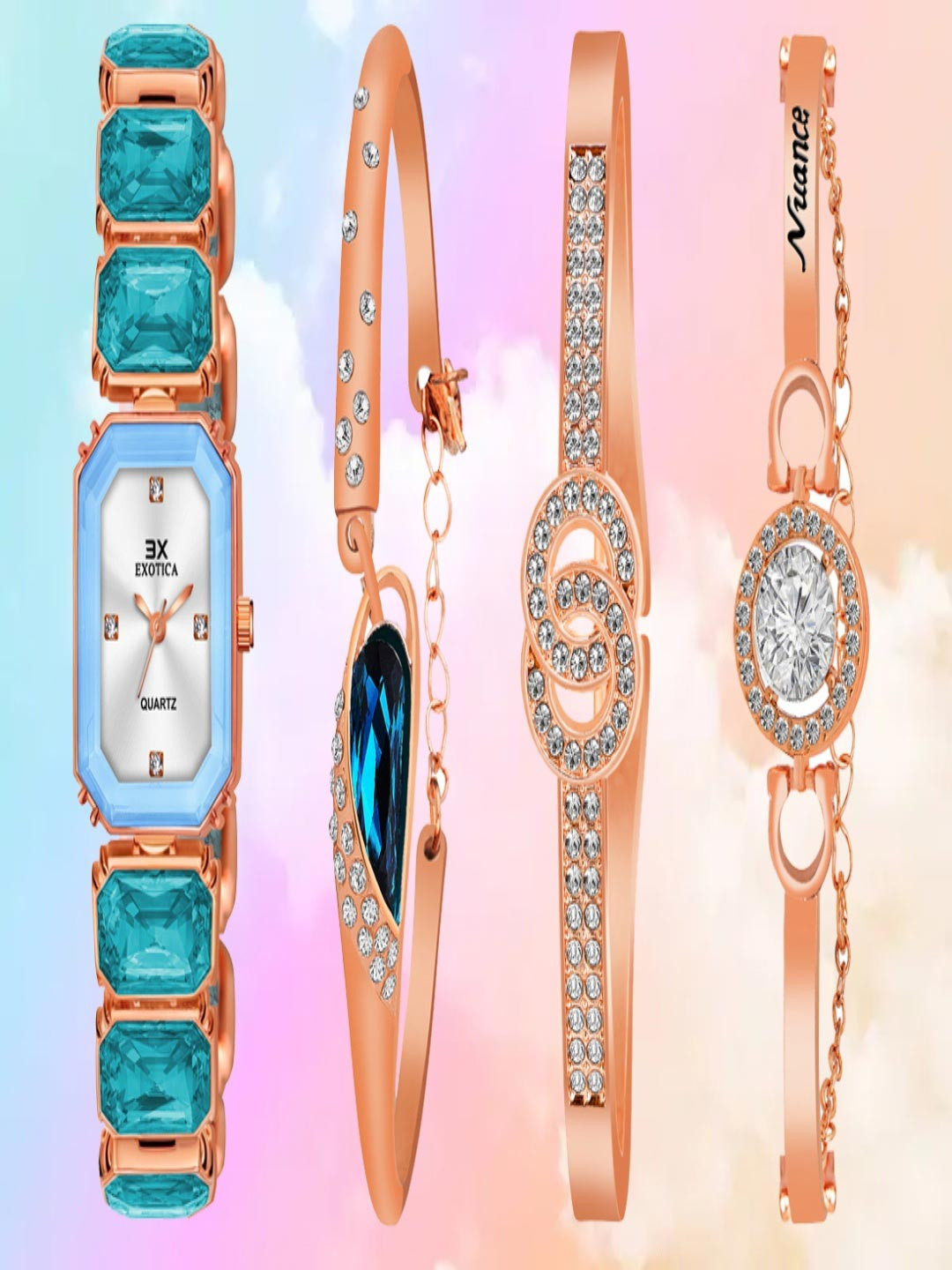 Exotica Fashions Women Wrist Watch with Matching Bangles Analog Watch EX-6076