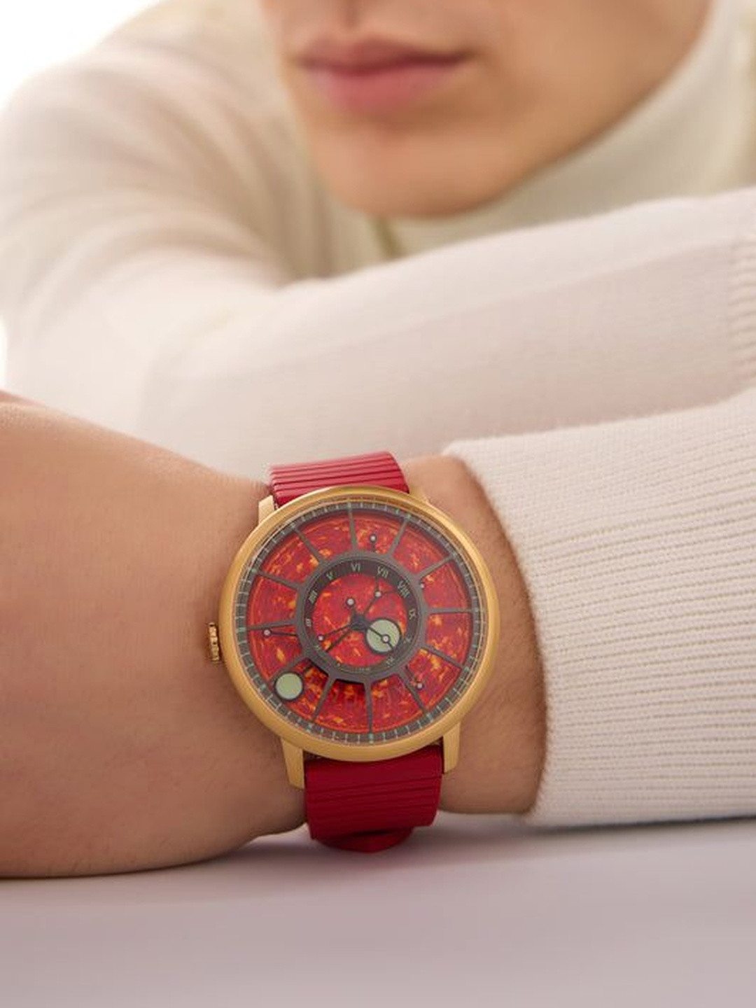 ZAADRAN Dalkomm Unisex Dial & Bracelet Style Straps Analogue Automatic Watch DALKOMM RED