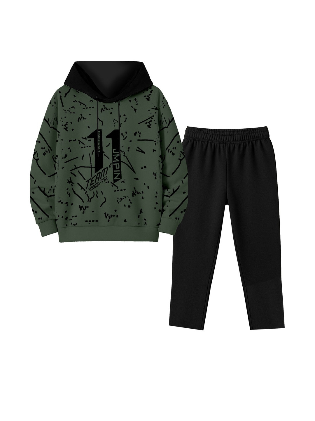 Fasha Unisex Kids Printed Hooded Sweatshirt & Trousers