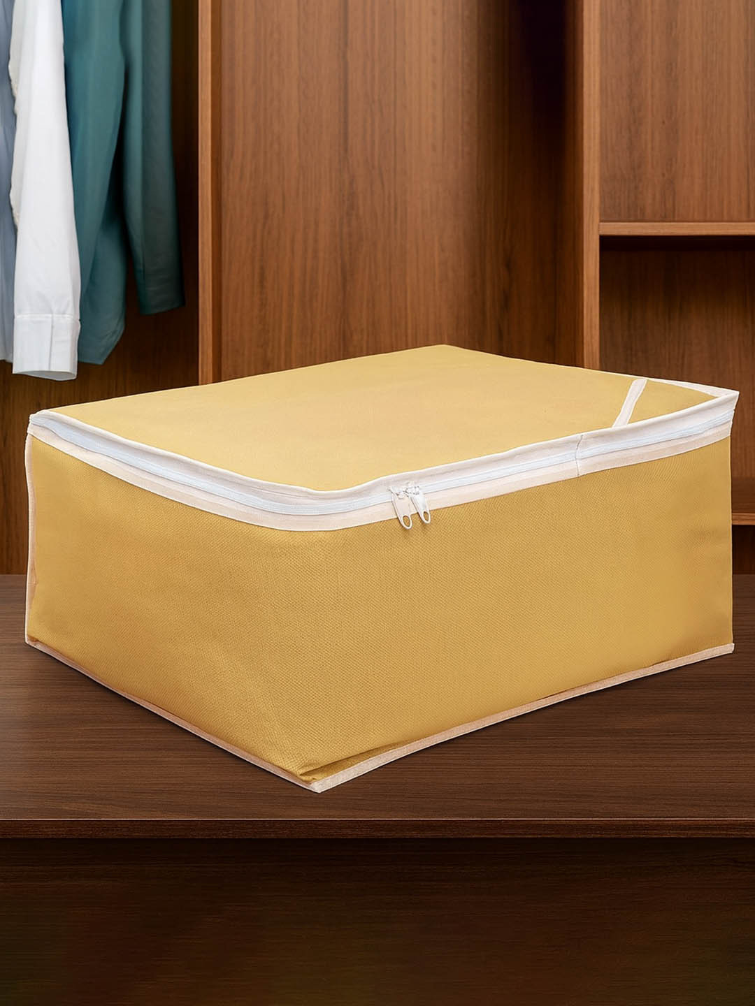 Kuber Industries Brown Solid Wardrobe Organiser