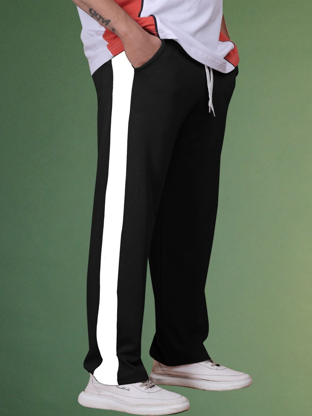 Yazole Men Side Stripes Loose Fit Trouser