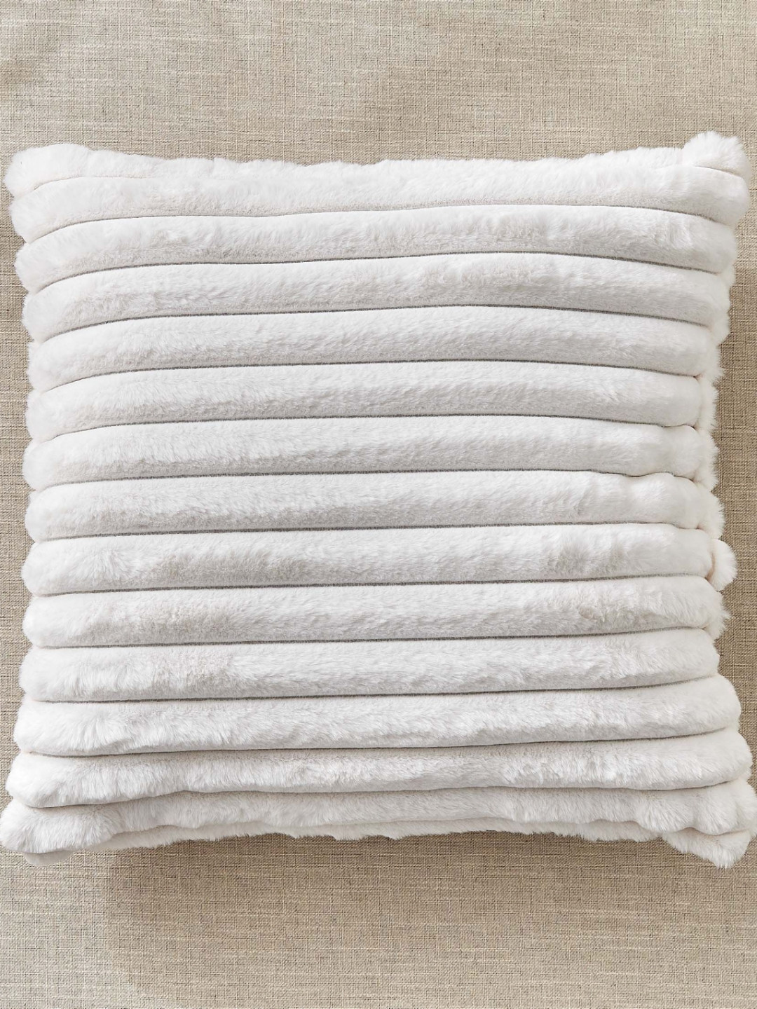 Home Centre Carrera White Striped Square Shaped Pre-Filled Cushion