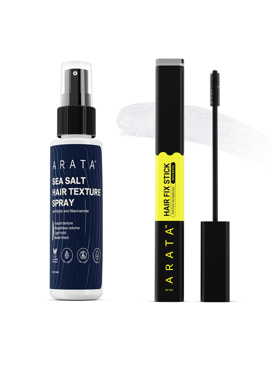 ARATA Set of Sea Salt Hair Thickening Spray 50ml & Anti-Frizz Gel Hair Fix Stick 15ml