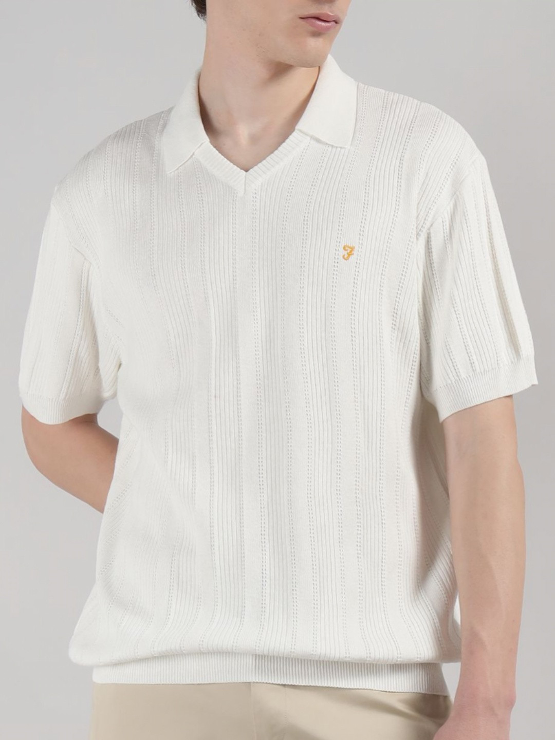 Farah Men Self Design Polo Collar T-shirt