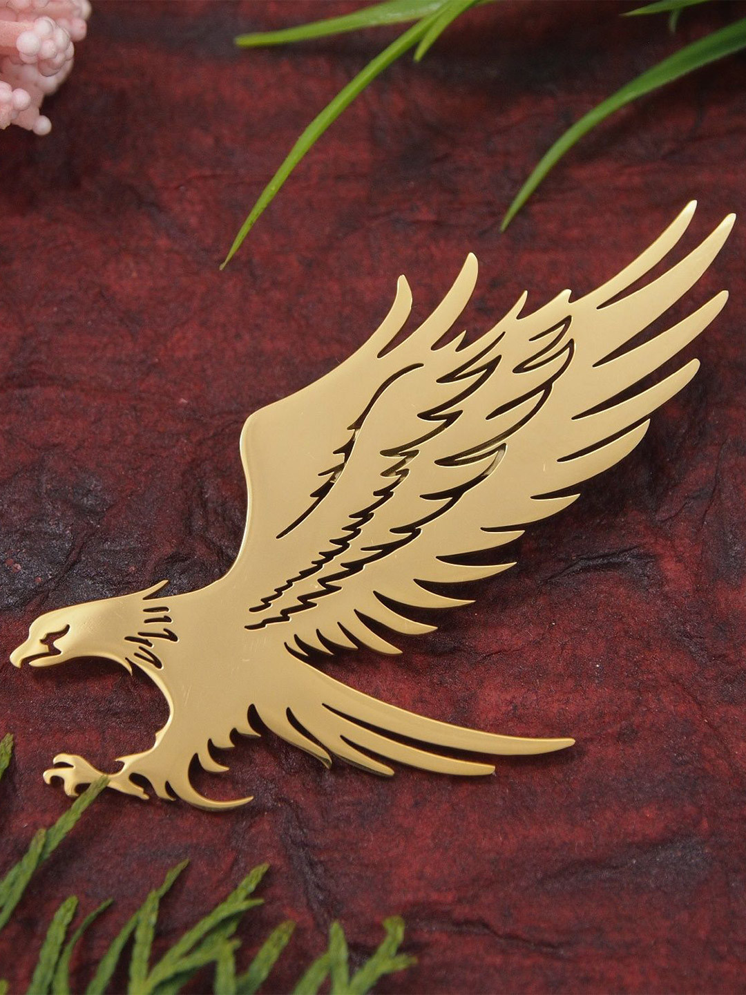 ADORN Unisex Stainless Steel Gold Plated Flying Eagle Brooch