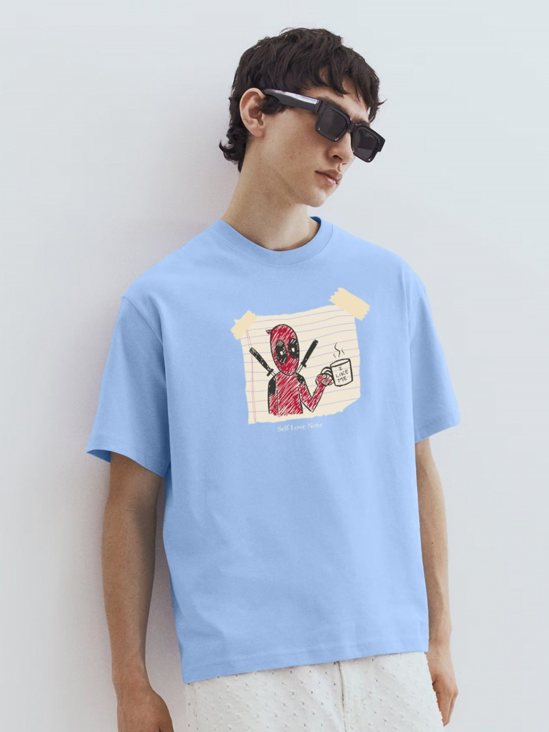 MaverIQ Men Deadpool Graphic Printed Round Neck Cotton Oversized T-shirt