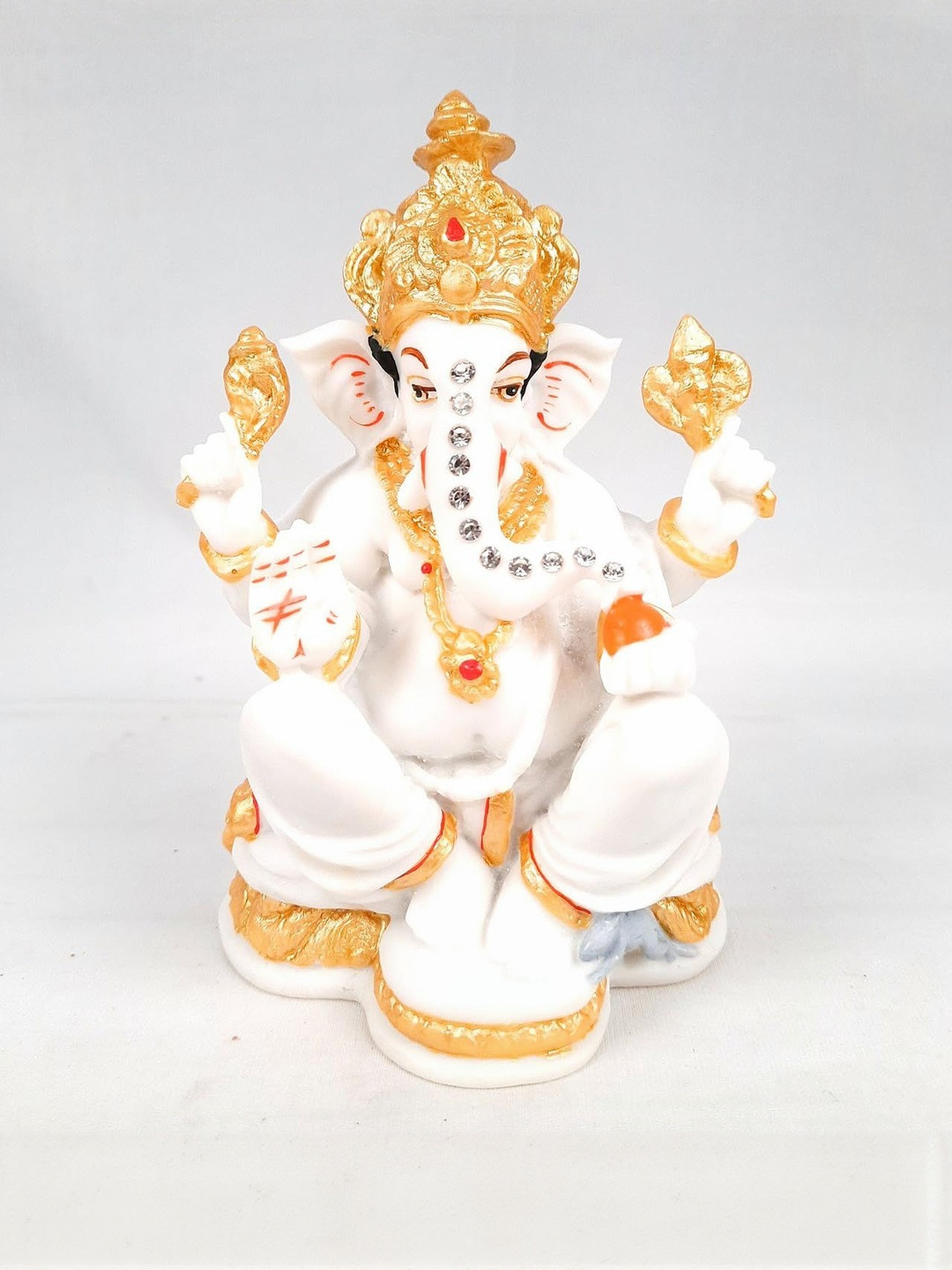 apka mart White Religious Marble Finish Ganesha Murti Showpiece