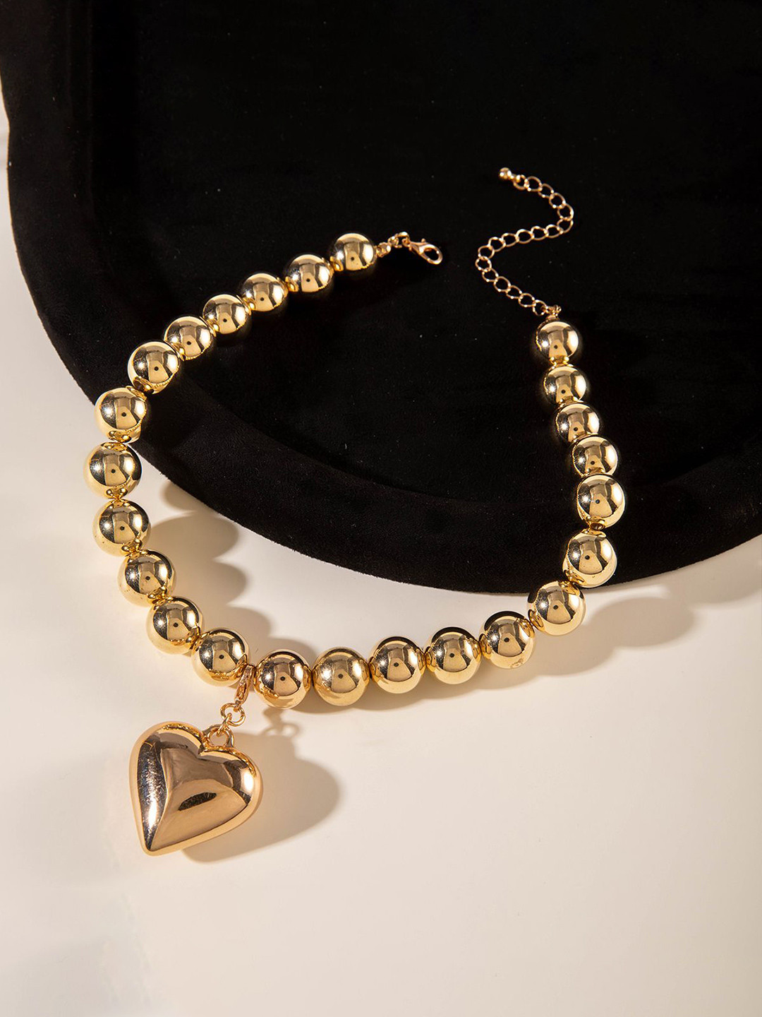 Shining Diva Fashion Gold-Plated Heart Shaped Statement Choker Necklace