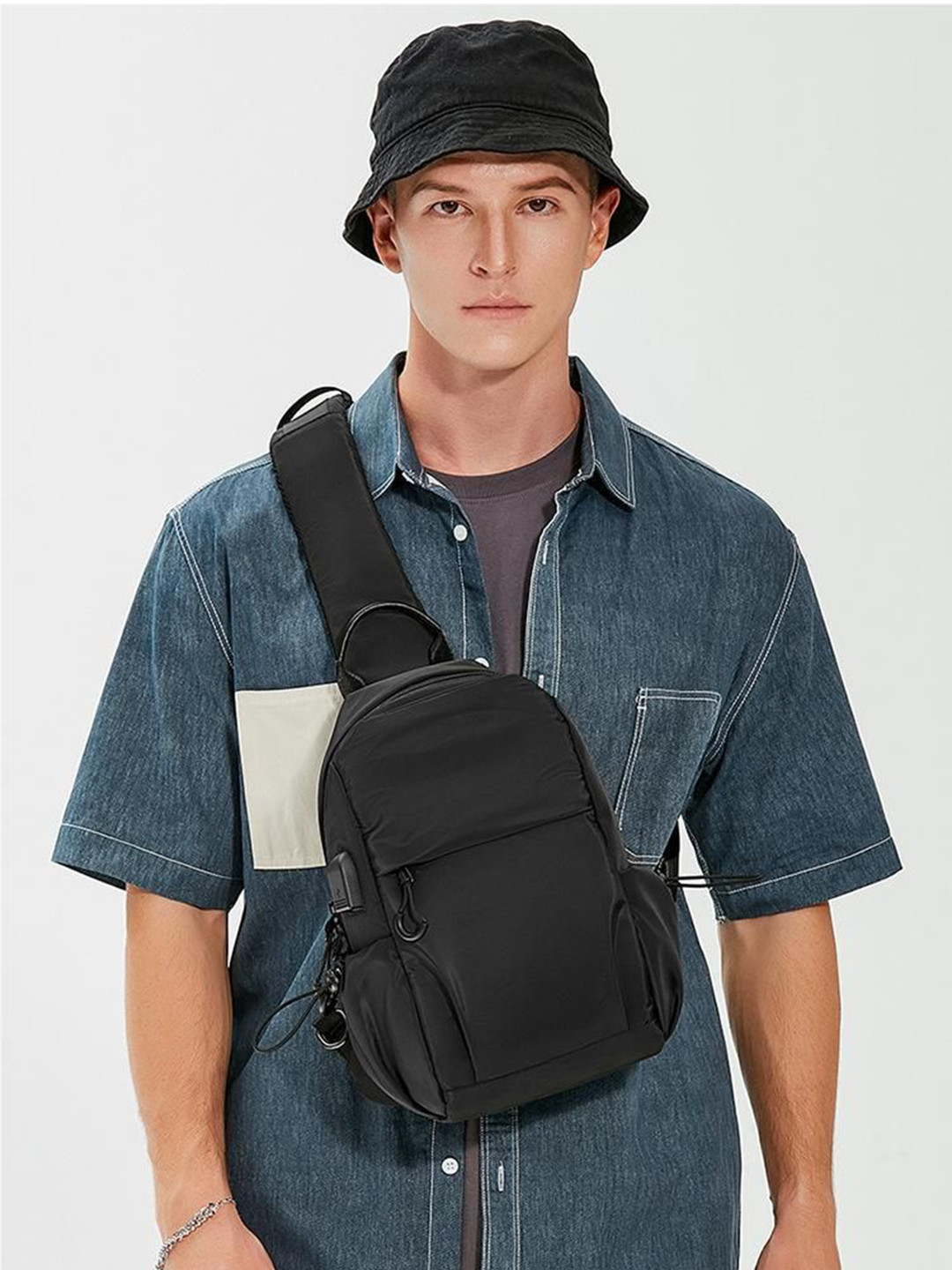Mast & Harbour Men Solid Small Crossbody Backpack