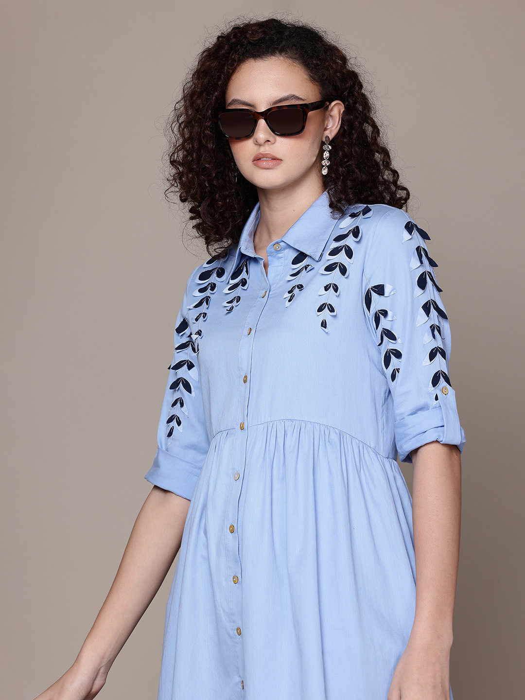 Label Ritu Kumar Embroidered Applique A-Line Dress