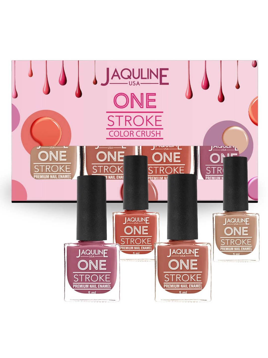 Jaquline USA Set Of 4 One Stroke Nail Paint - 5 ml Each
