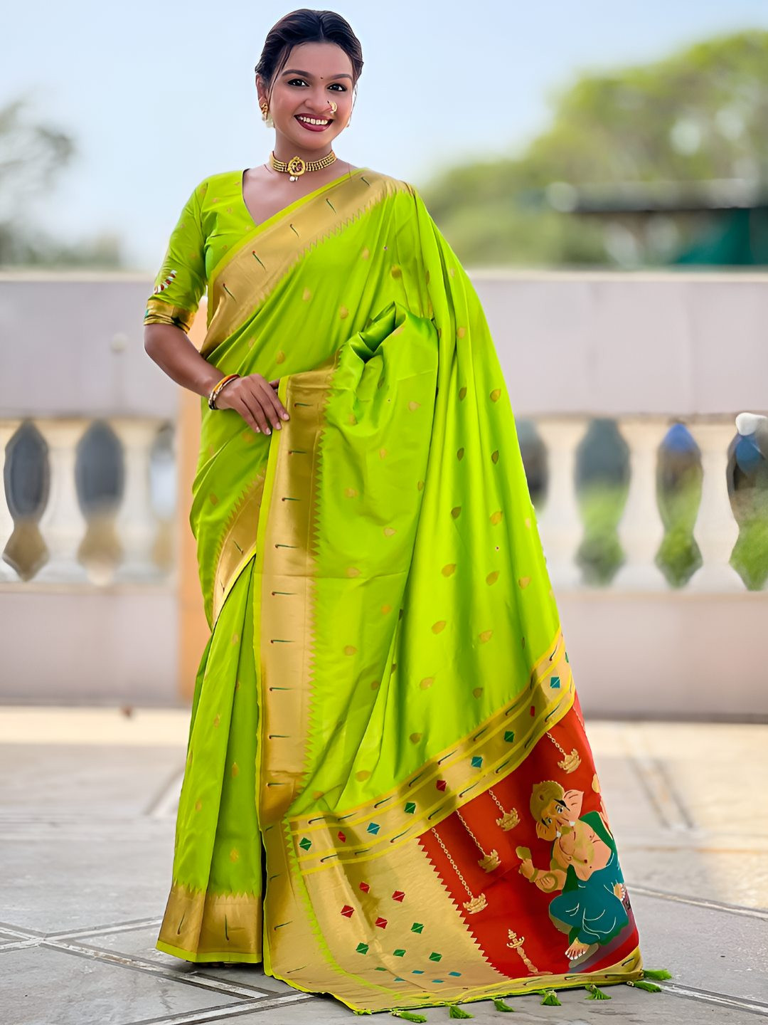 Nayanthara Trends Paithani Soft Silk Saree With Unstitched Blouse Piece