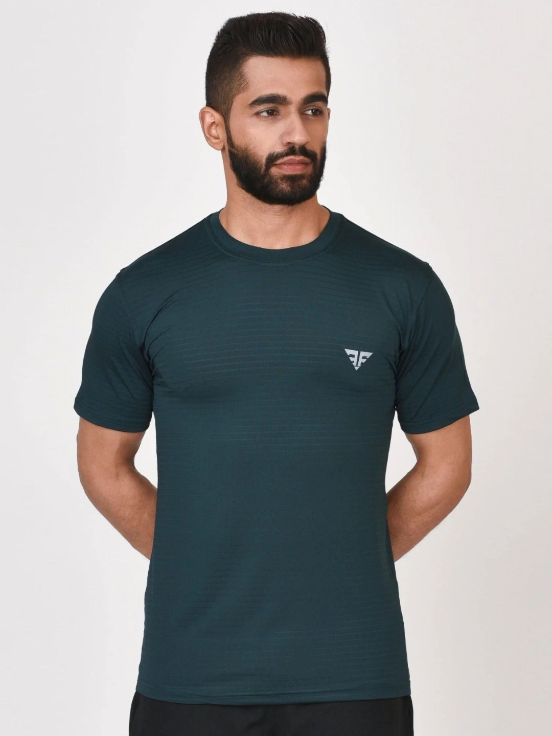 BRUTE FORCE Men Dry Fit Self Design Round Neck Slim Fit T-shirt