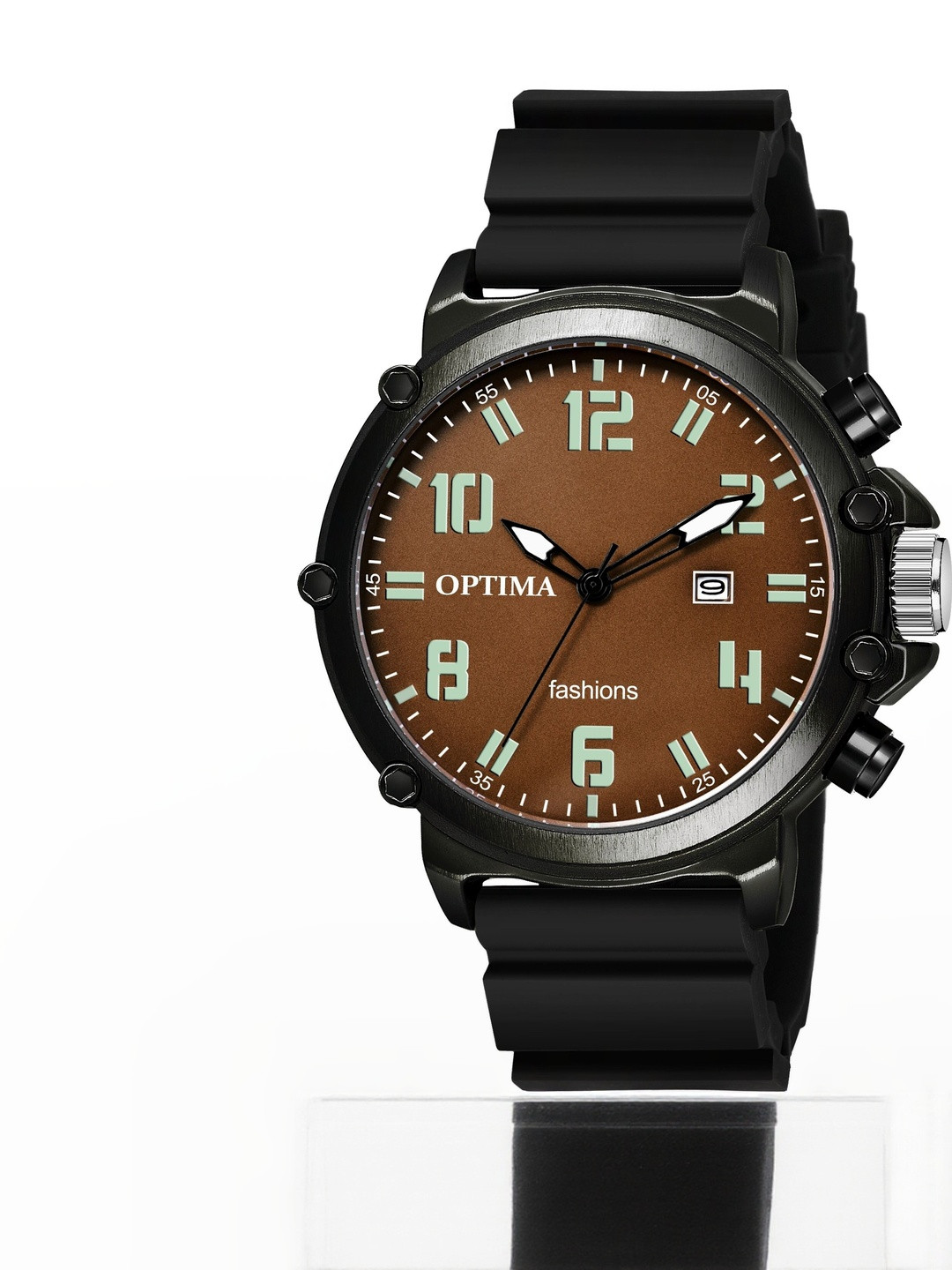 Optima Men Brass Dial Analogue Watch OPT-503-BLACK