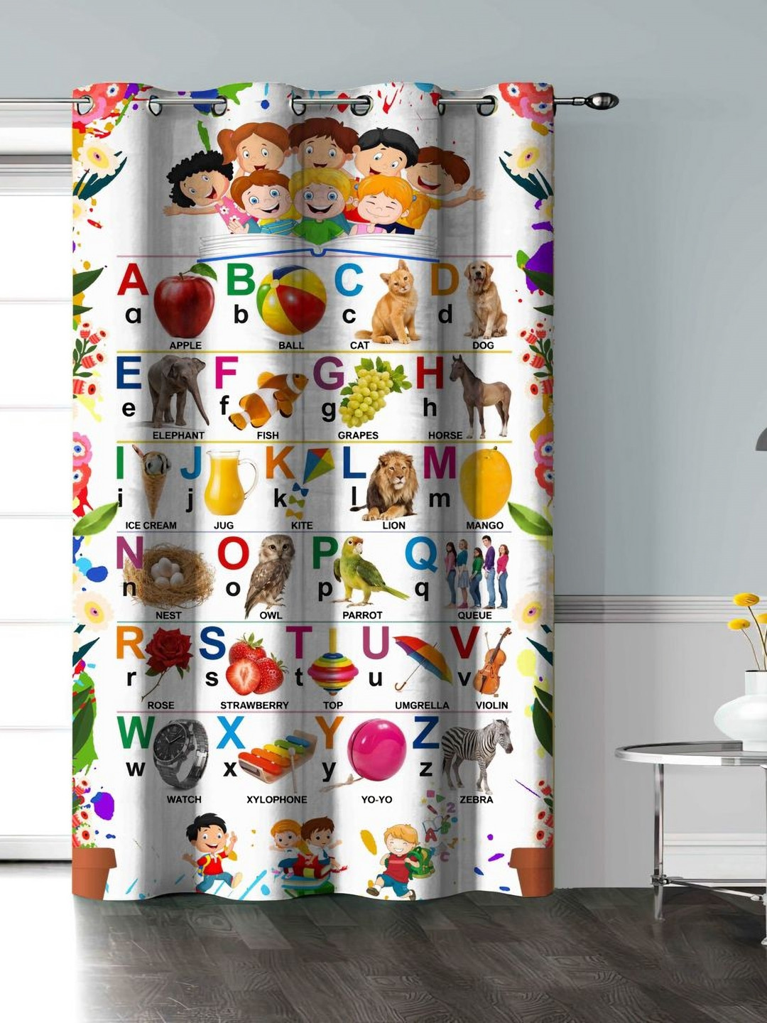 Aura White & Red Quirky Door Curtain