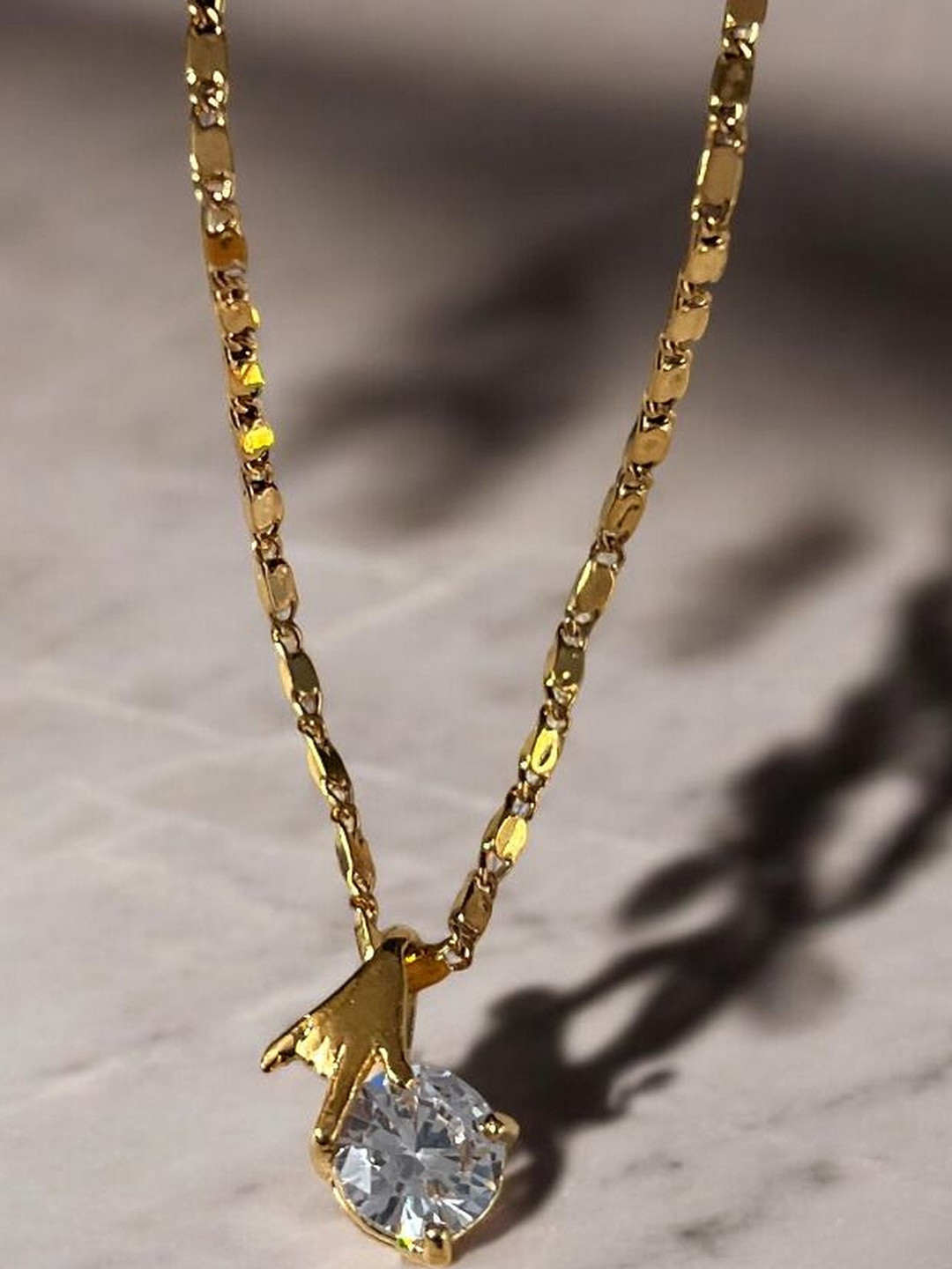 GARNISHA Women Gold-Plated Hand Drop Chain Pendant Set