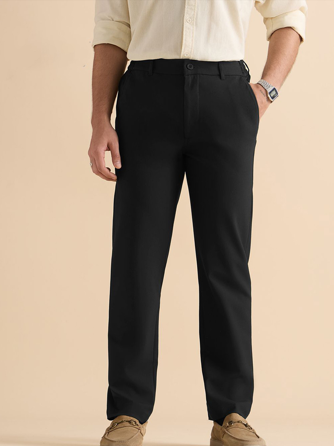 The Souled Store Men Charcoal Ash Classic Fit Super Pants