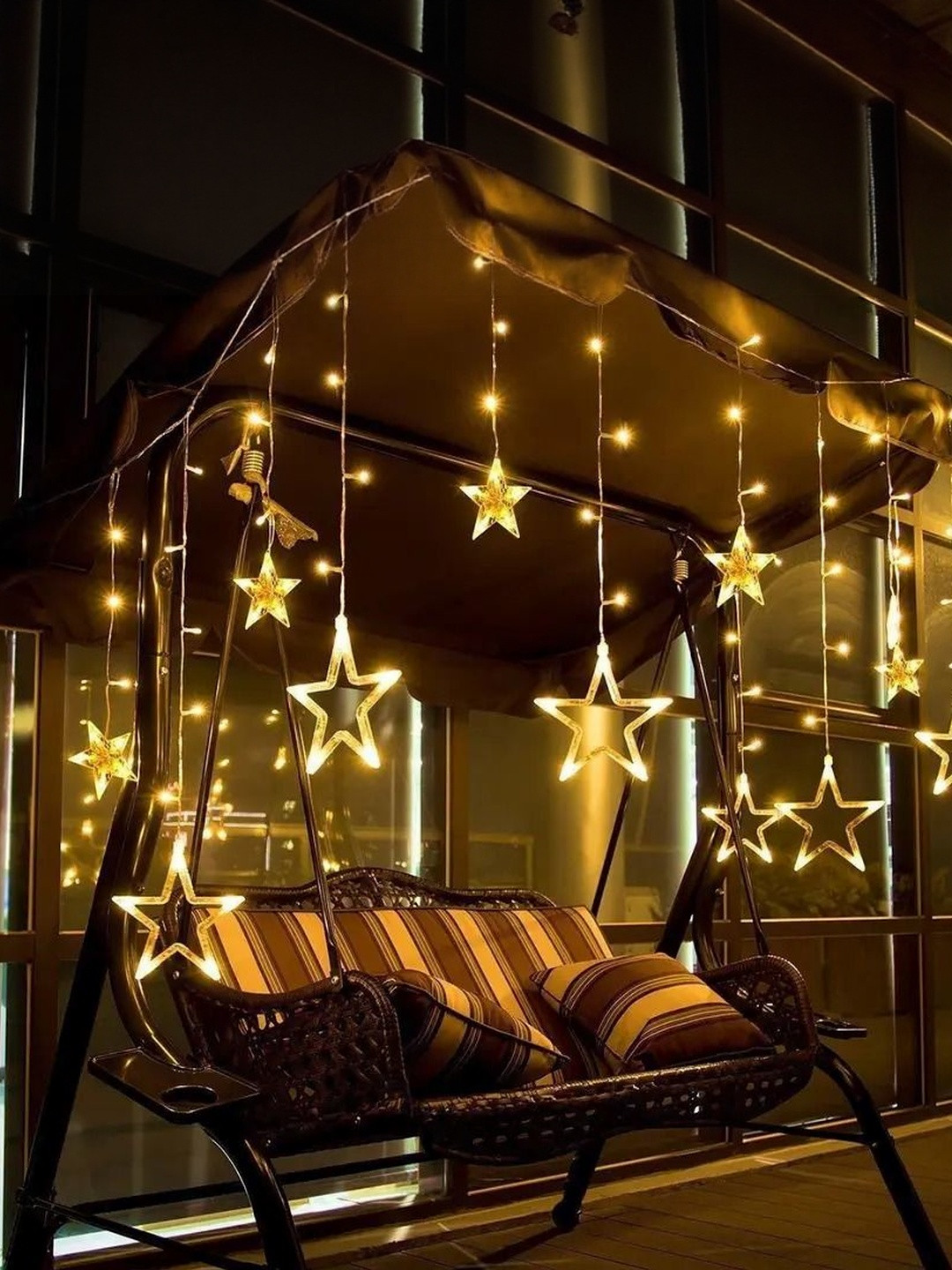 12 Stars LED Plastic Corded Electric Curtain String Lights