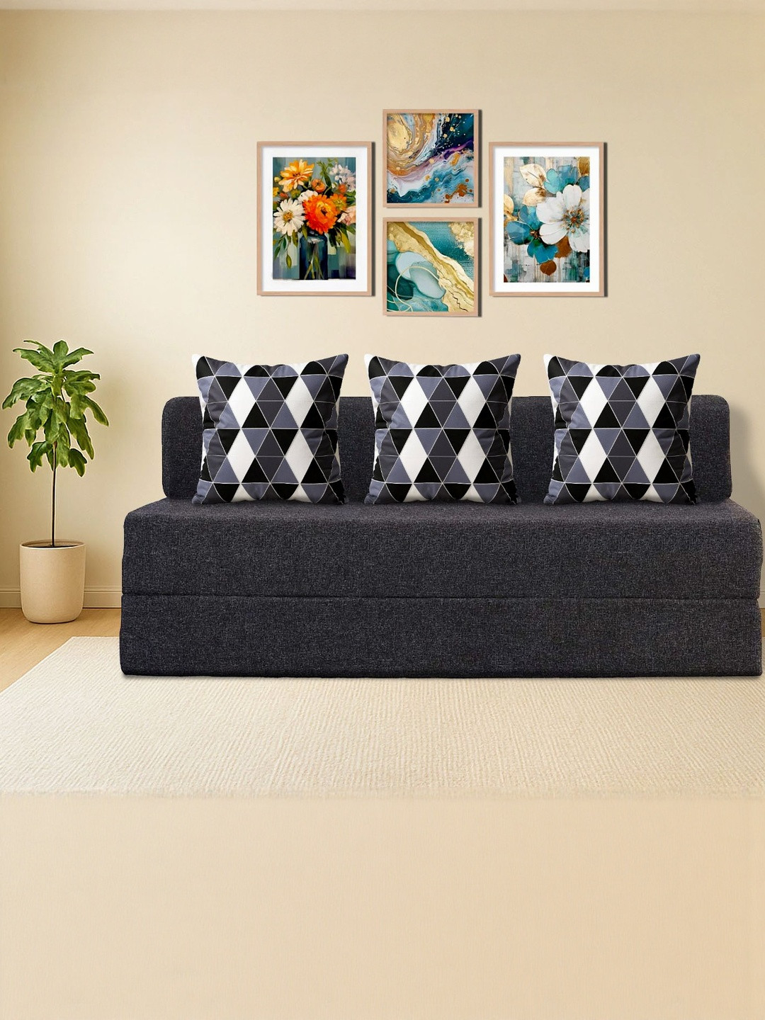 Clex Black Inflatable Sofa Cum Bed