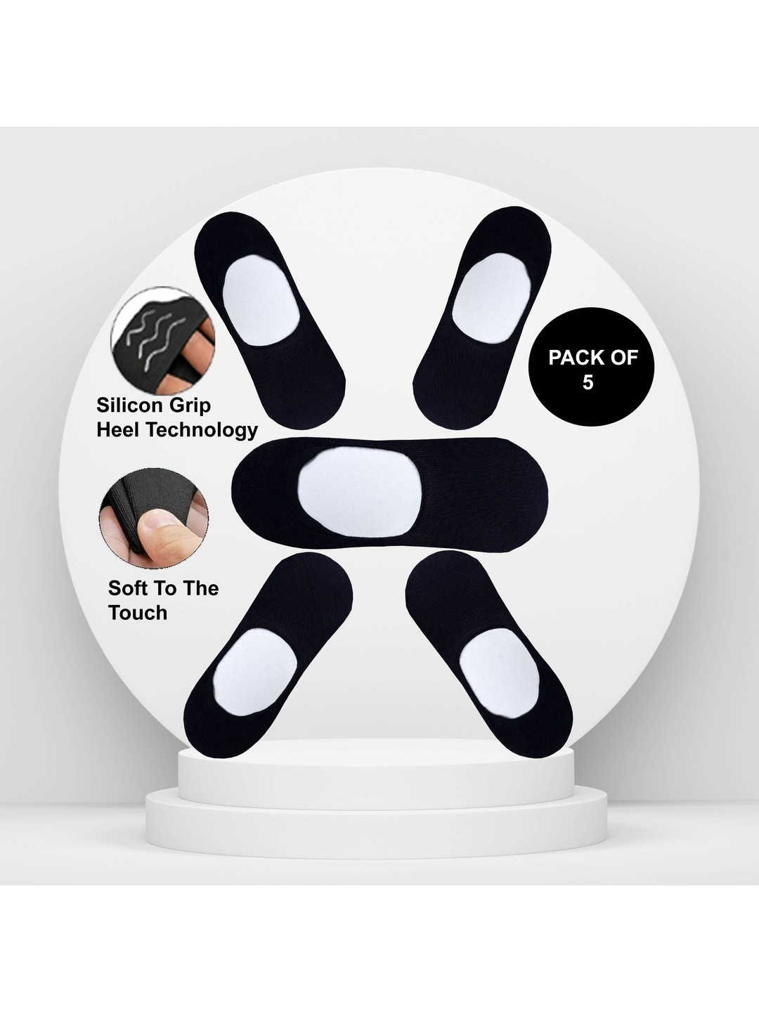 Roadster Pack of 5 Unisex Black Liner Socks