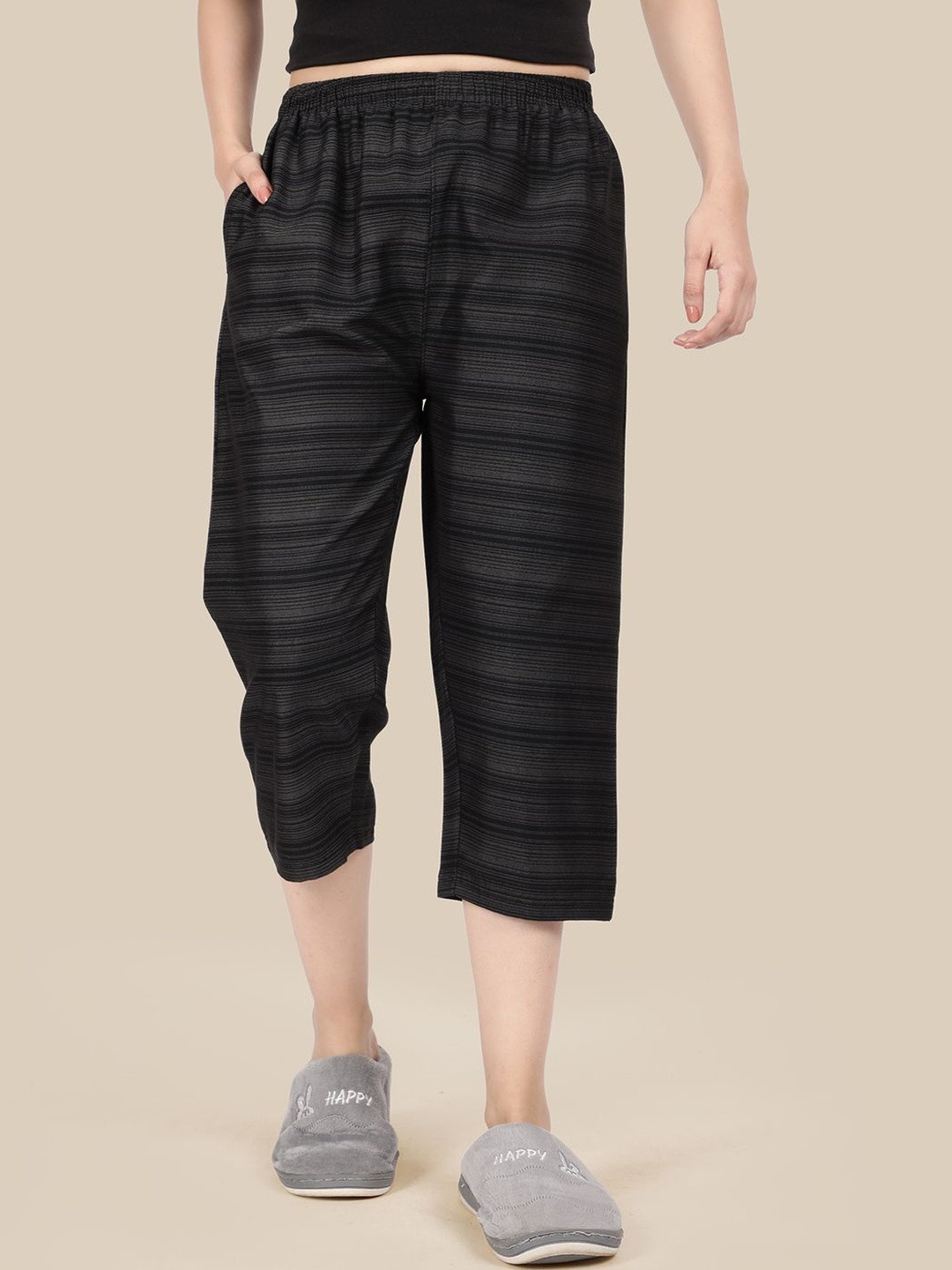 Esplendido Women Striped Pure Cotton Lounge Pants