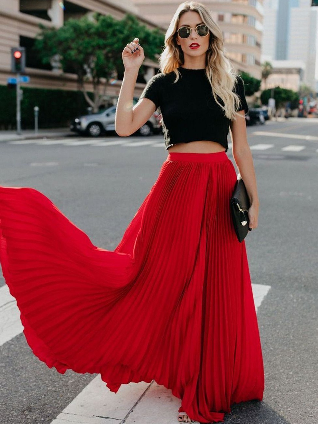 StyleCast Maxi Flared High Rise Skirt