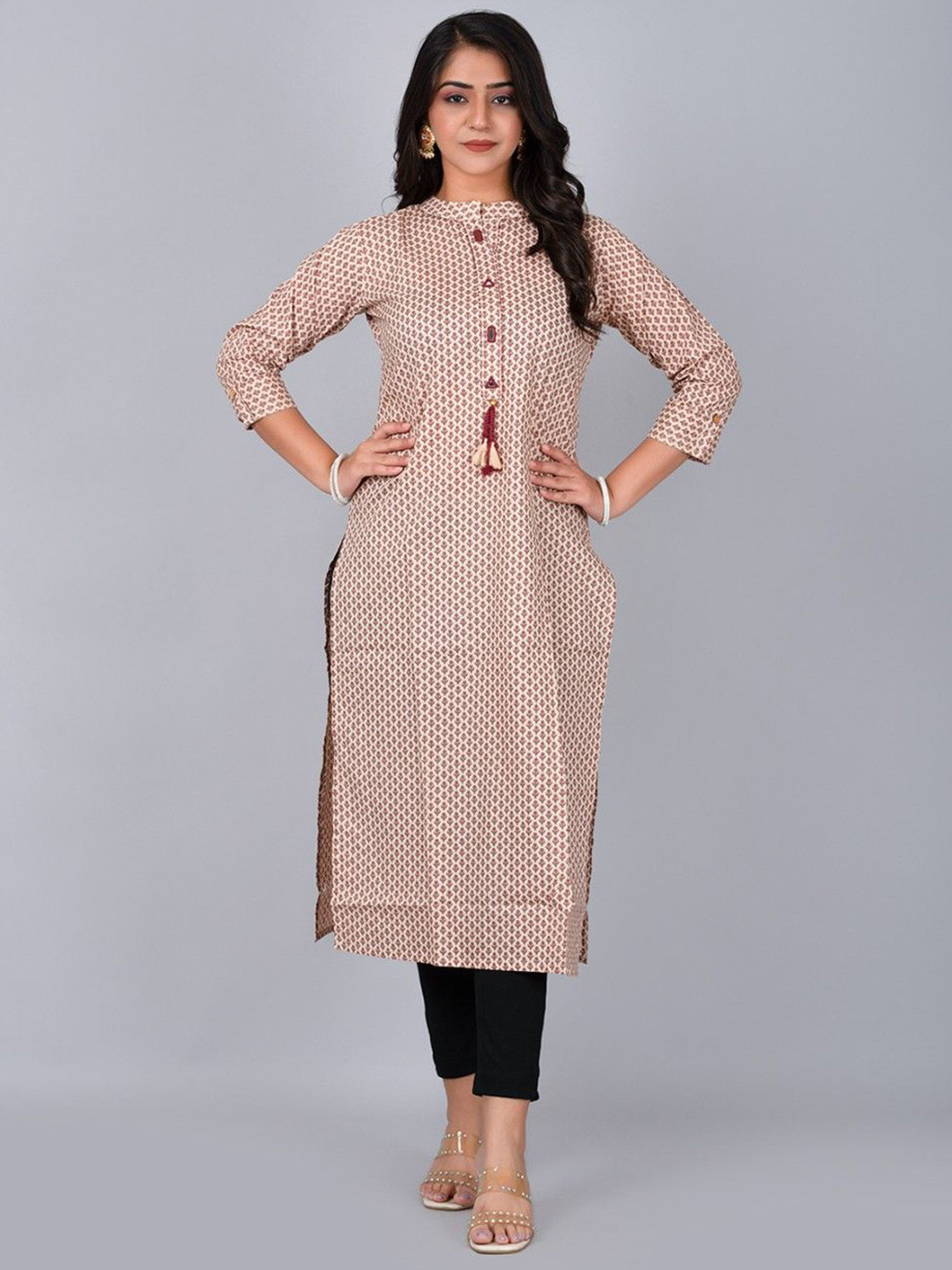 Fashion Petals Women Floral Printed Thread Work Floral Kurta