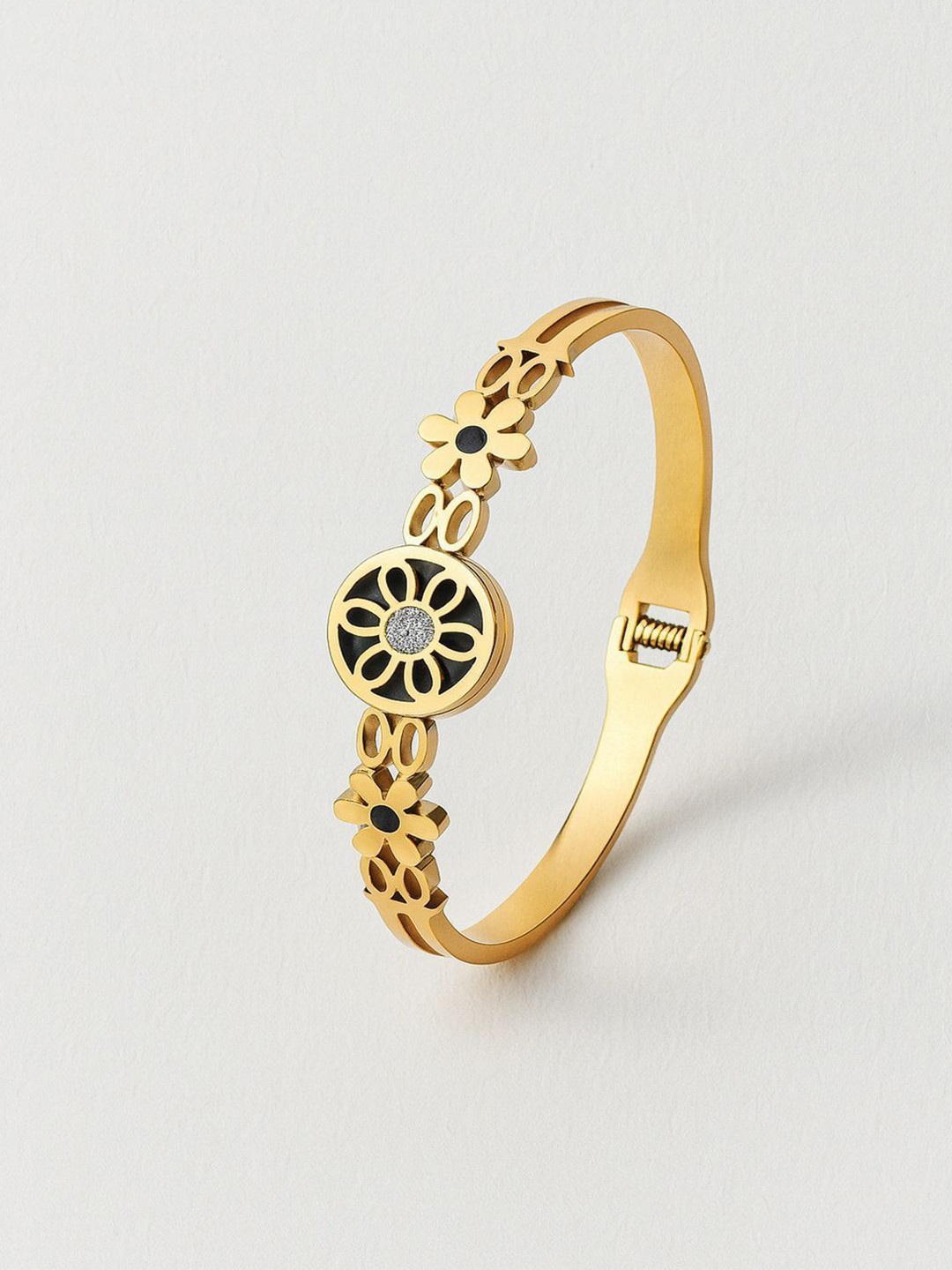 Bullfinch Gold-Plated Artificial Stones Studded Bangle-Style Bracelet