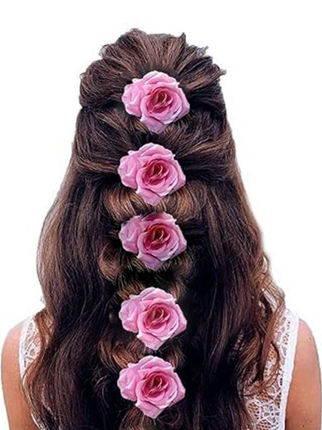 DIVASTRI Women Set of 5 Pink Alligator Rose Hair Clip