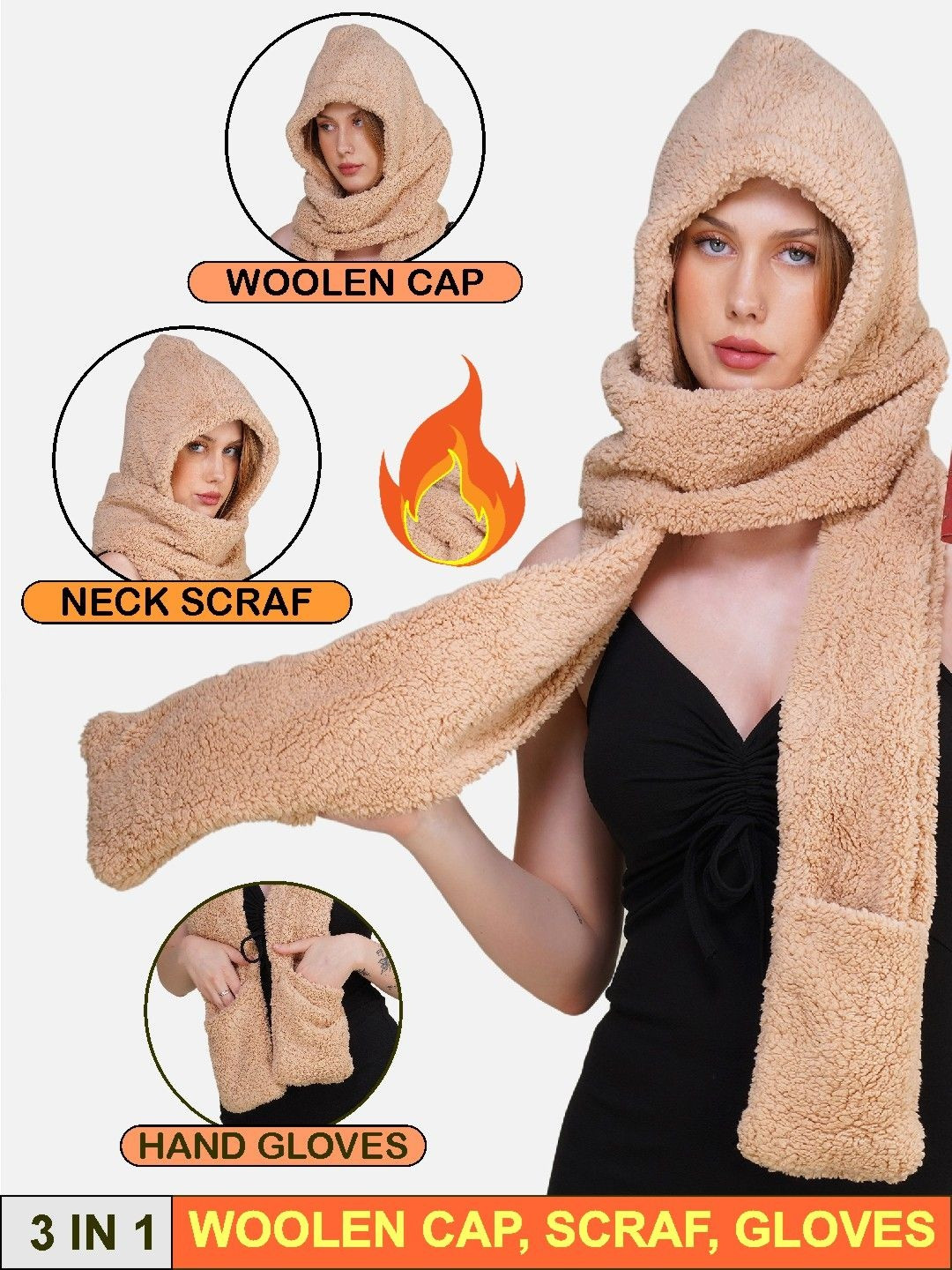 TOMKOT Women Copper Woolen Scarf