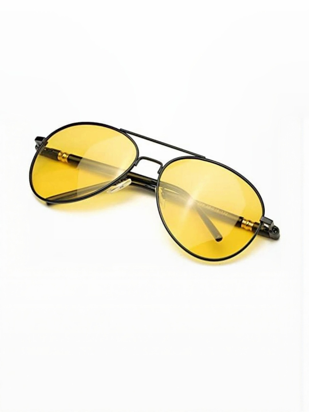 HIPE Men Yellow Lens & Black Aviator Sunglasses ND_Aviator_Polorised_Yellow