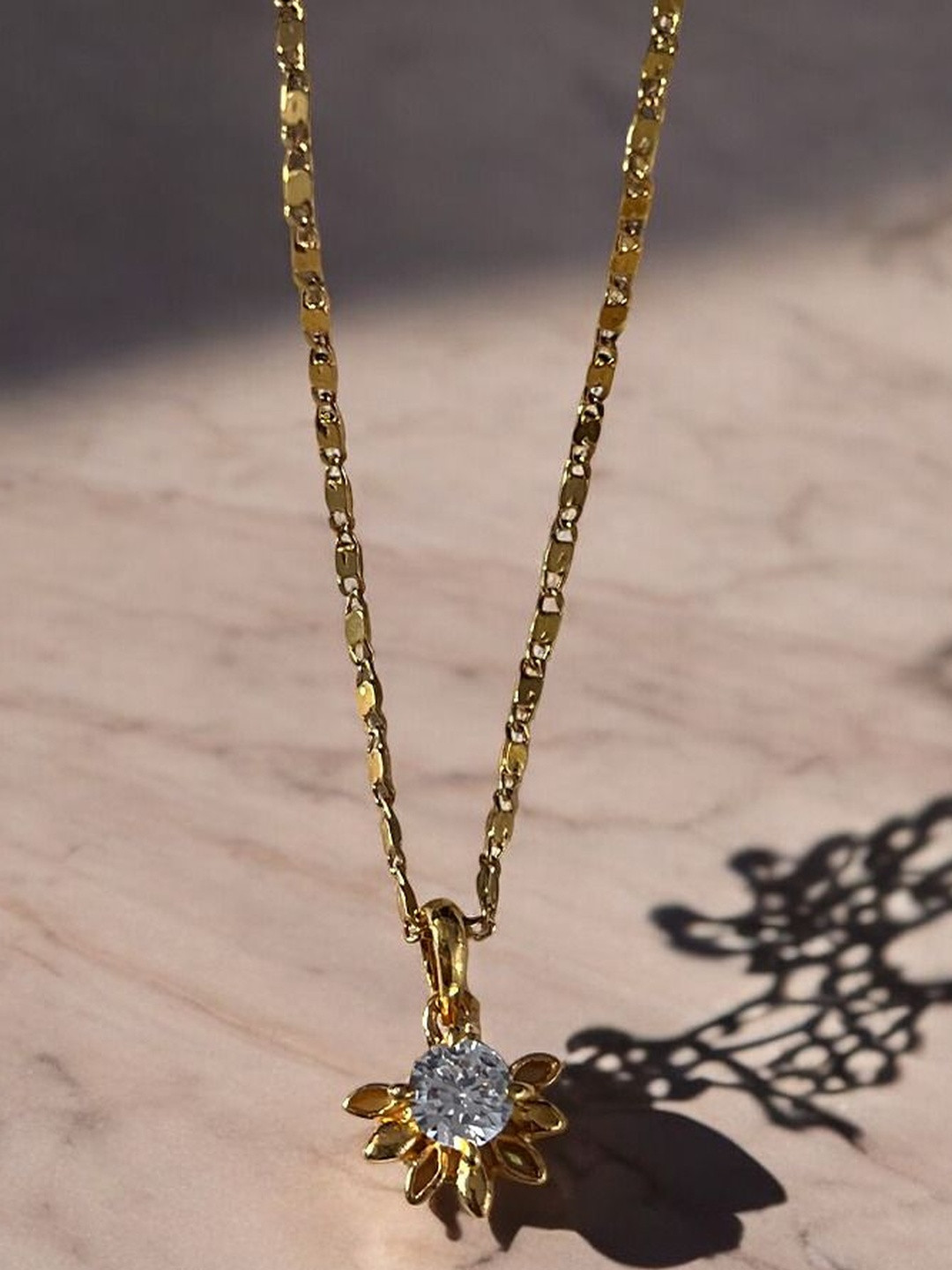 GARNISHA Gold-Plated Flower Chain Pendant