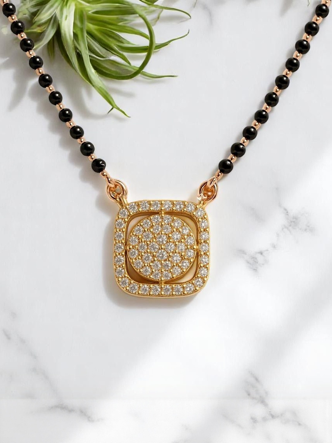GARNISHA Gold-Plated Zircon Radiant Mangalsutra