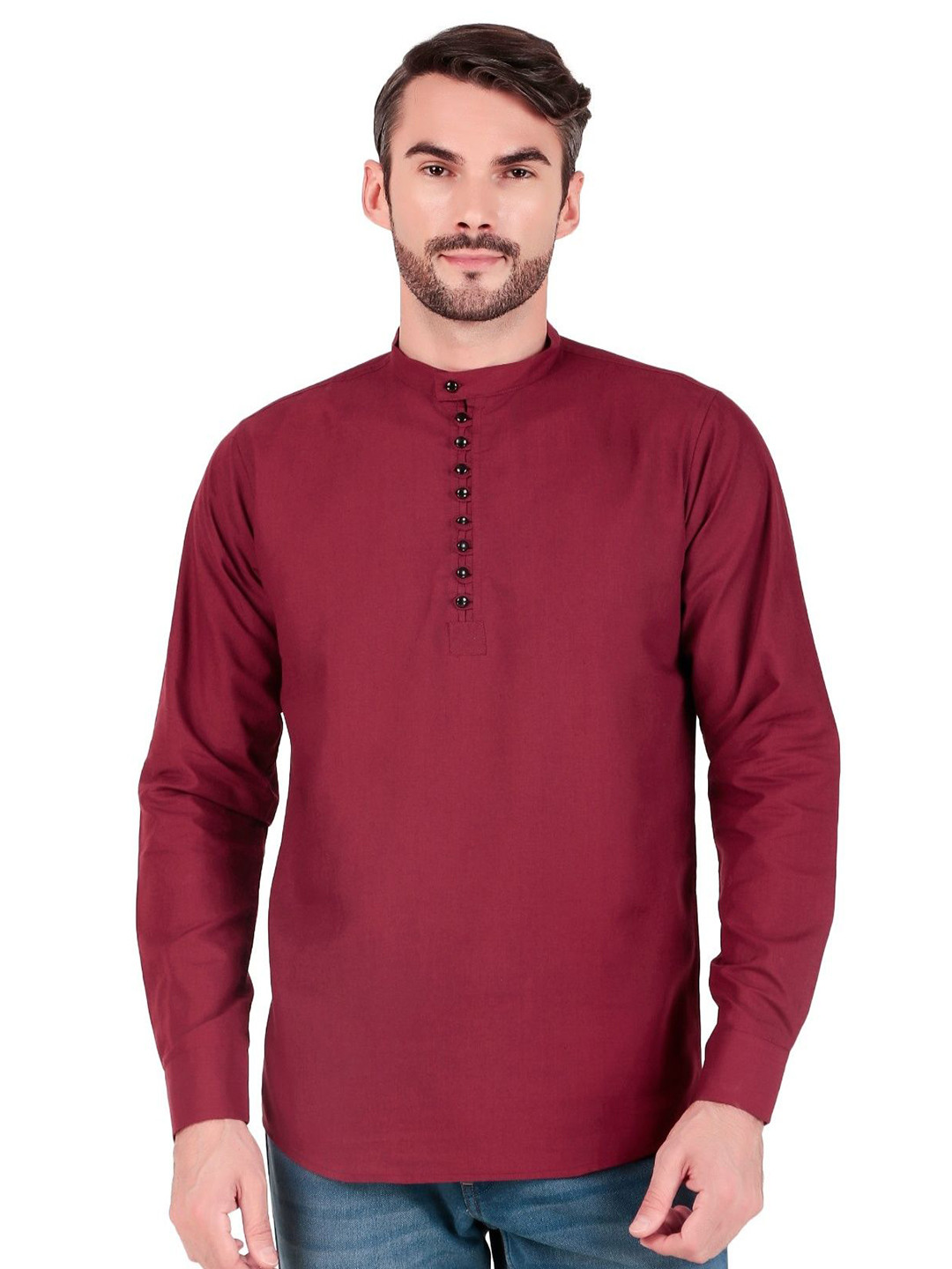 Escape Deer Men Solid Daily Cotton Straight Kurta