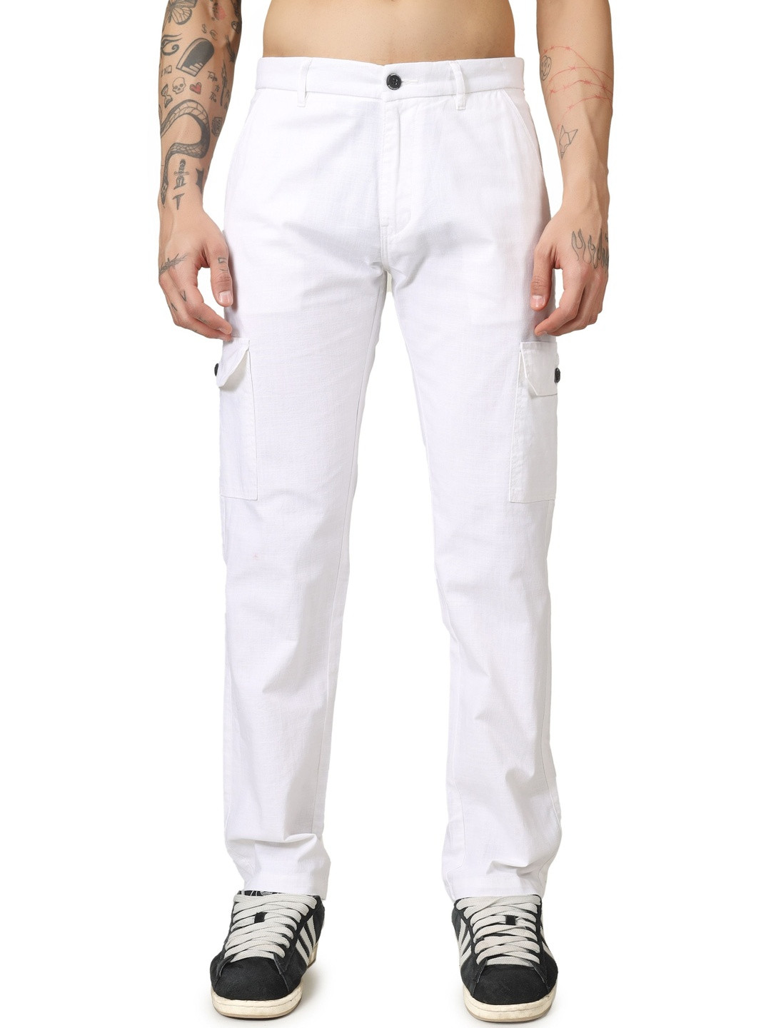 FLAKED Men Smart Easy Wash Cargos Trousers