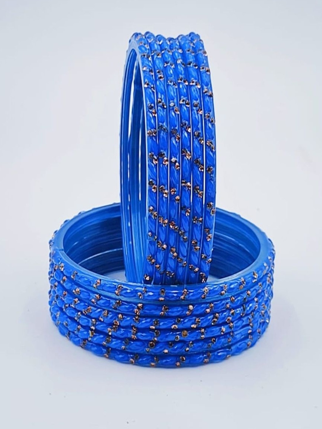 RAF DUKAN Women Set Of 12 Turquoise Blue Glass Bangle