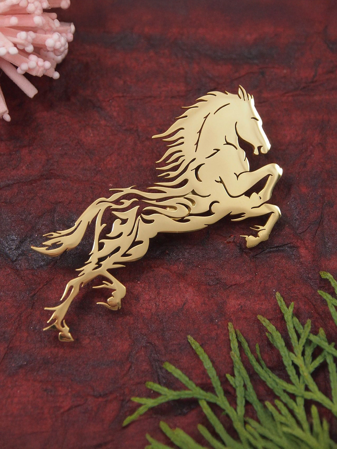 ADORN Unisex Stainless Steel Horse Brooch