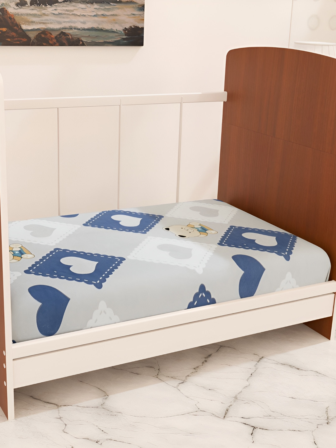 Innovative Edge Kids Grey & Blue Cotton Water Resistant Mattress Protector