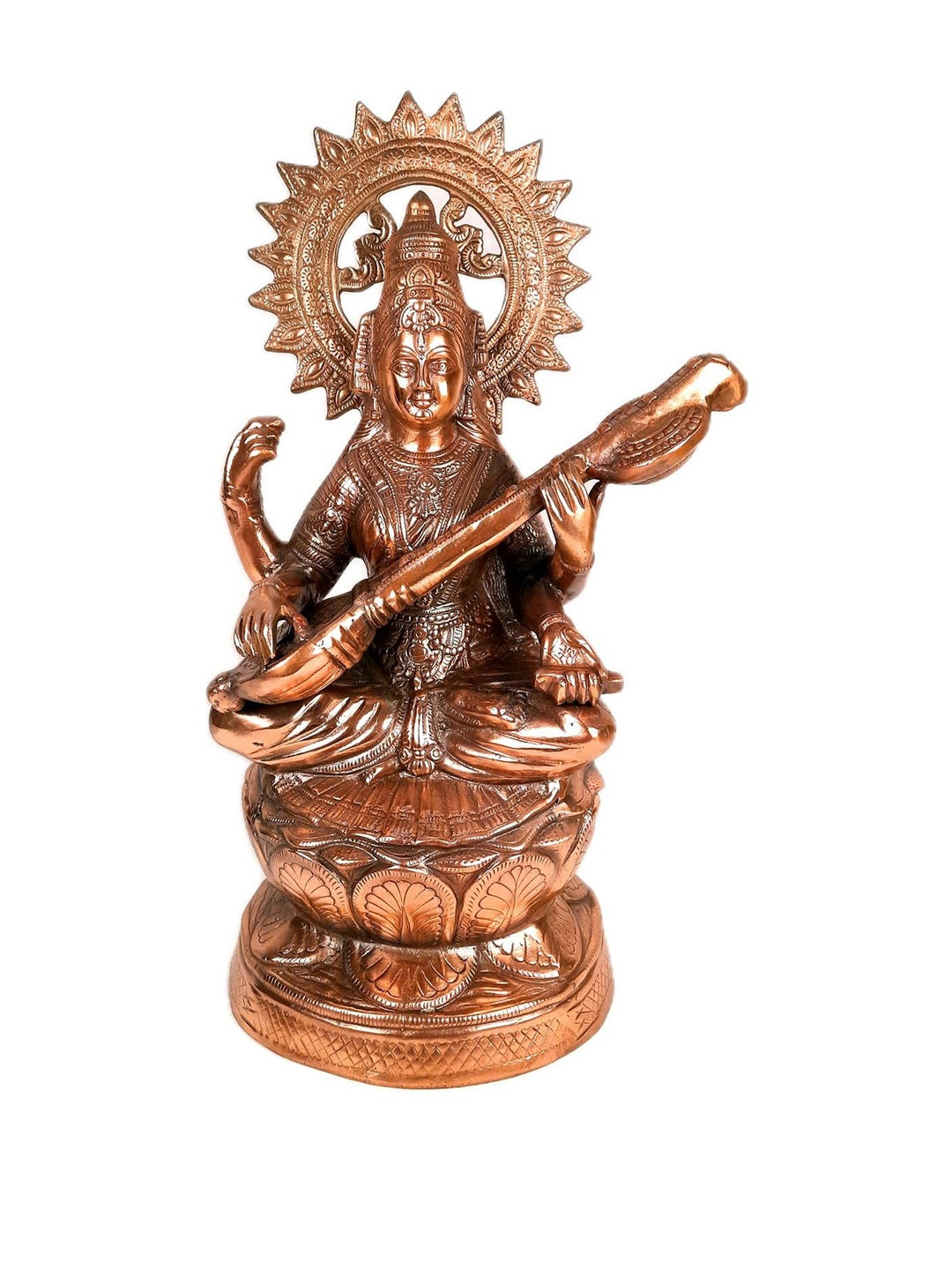 apka mart Bronze-Toned Goddess Saraswati Religious Idol Showpiece