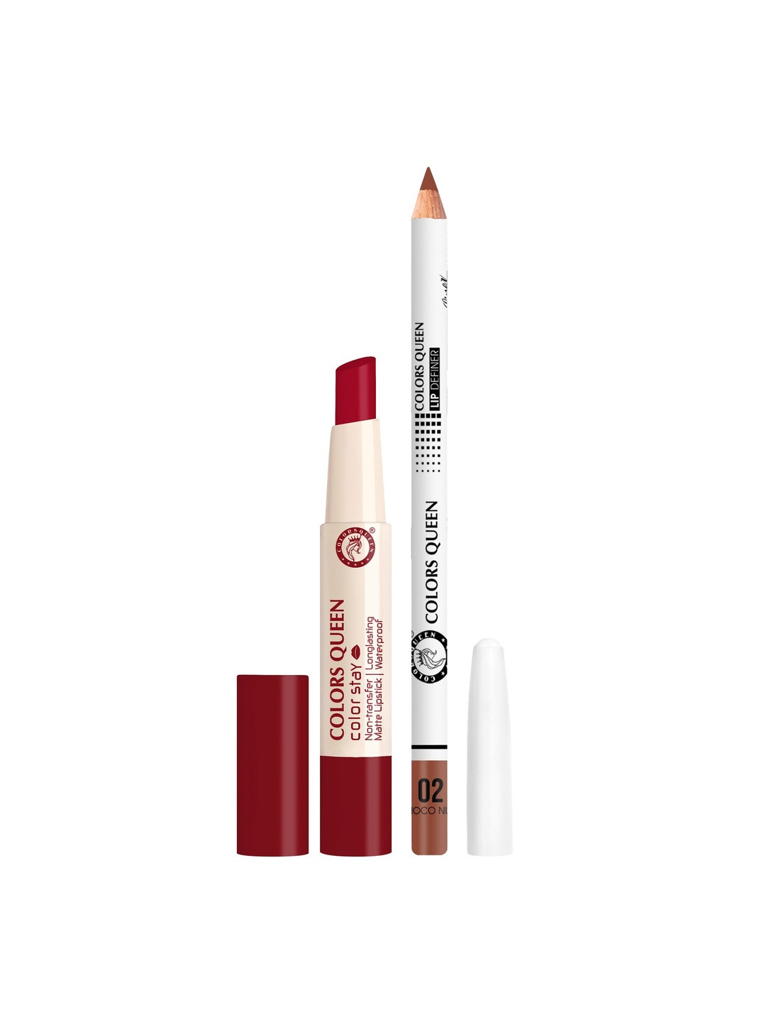 Colors Queen Set Of 2 Stay Matte Lipstick- 2.1 g- 12 & Lipliner- 2 g- 02