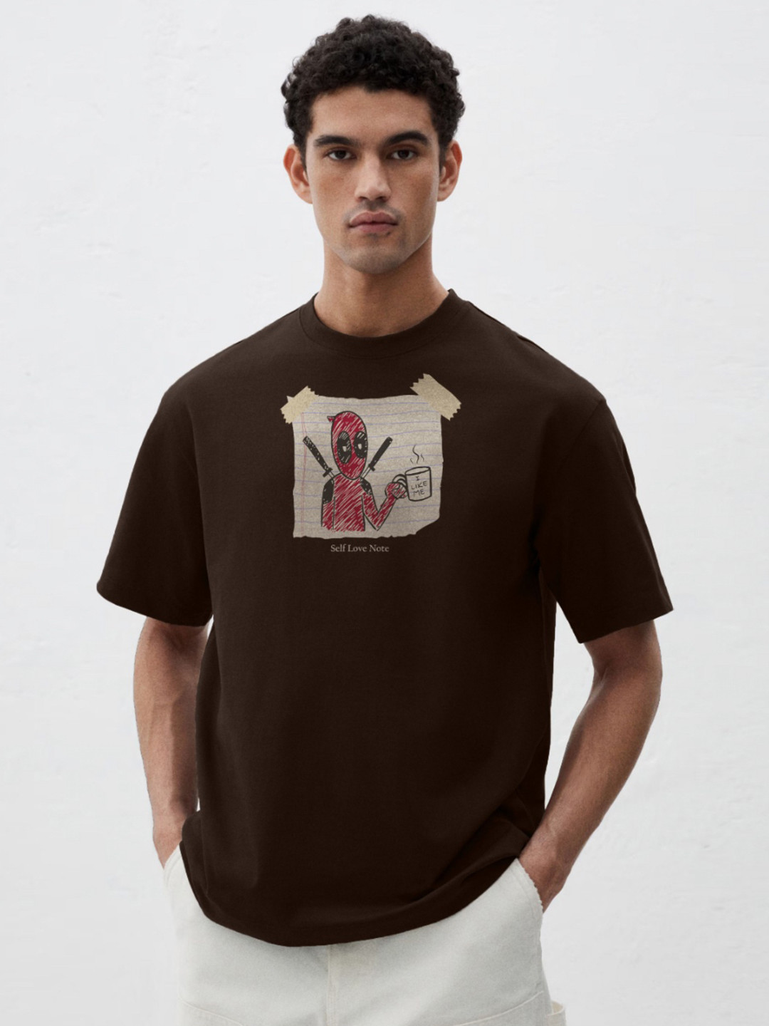 MaverIQ Deadpool Printed Round Neck Organic Cotton Oversized T-shirt