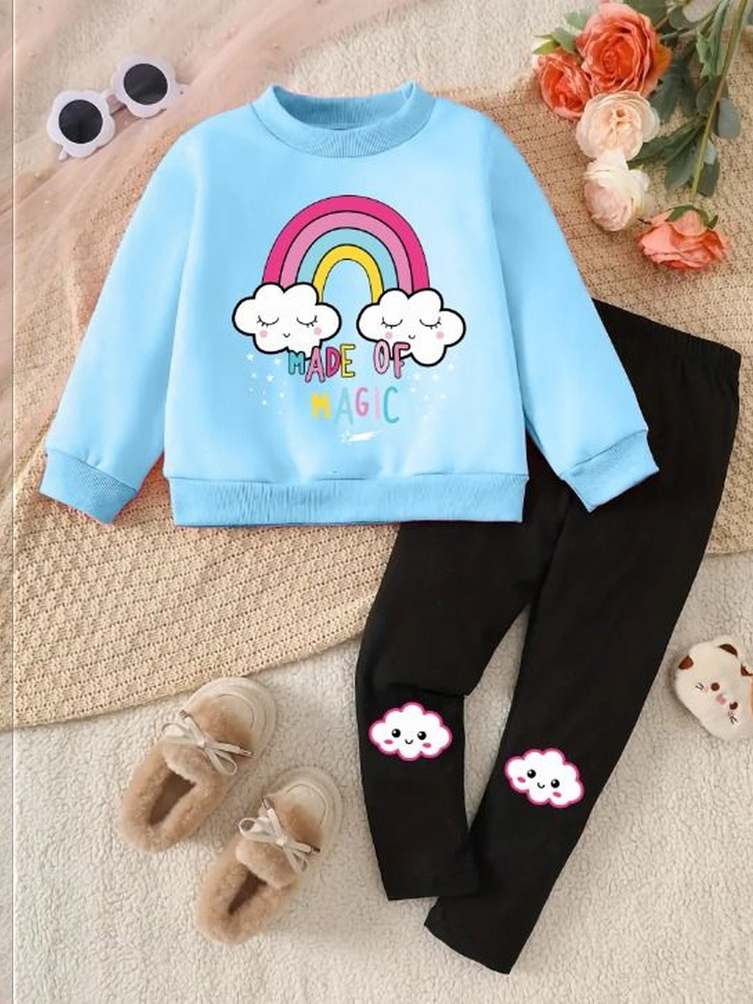 KEESOR Girls Full Sleeves T-Shirt and Lounge Pants Clothing Set