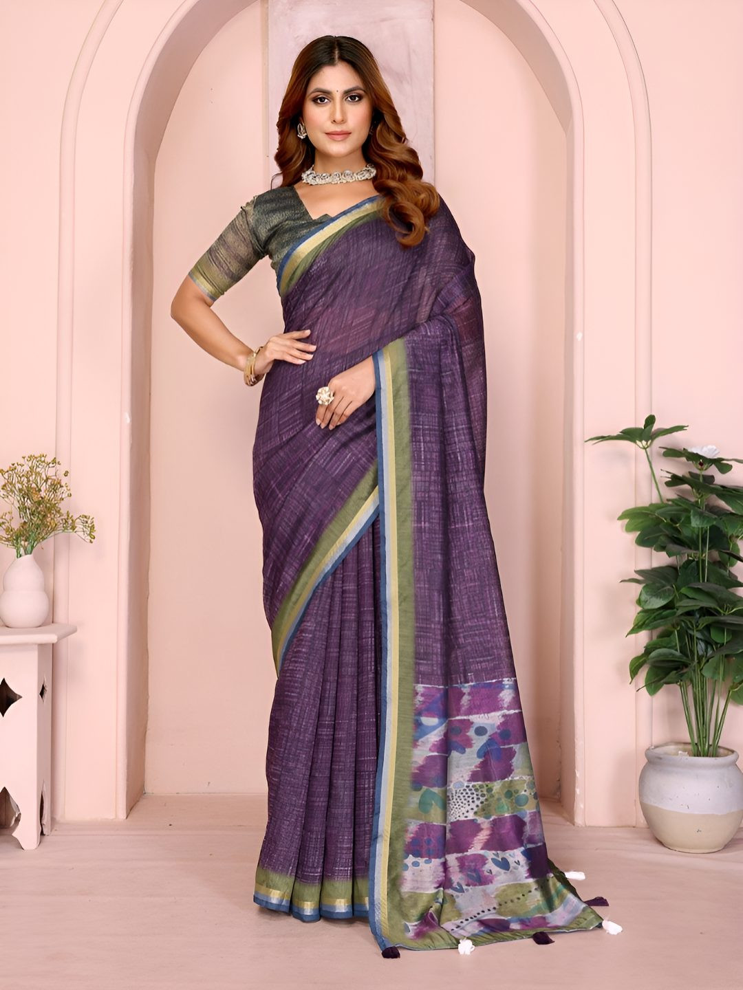 TANU CREATIONS Woven Design Handloom Saree