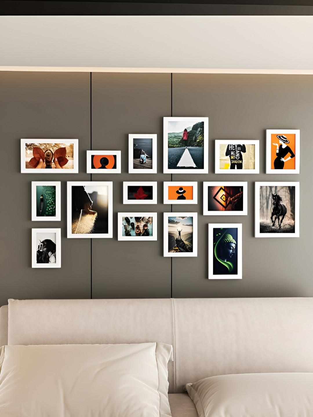 RANDOM White 16 Pieces MDF Wall Photo Frames