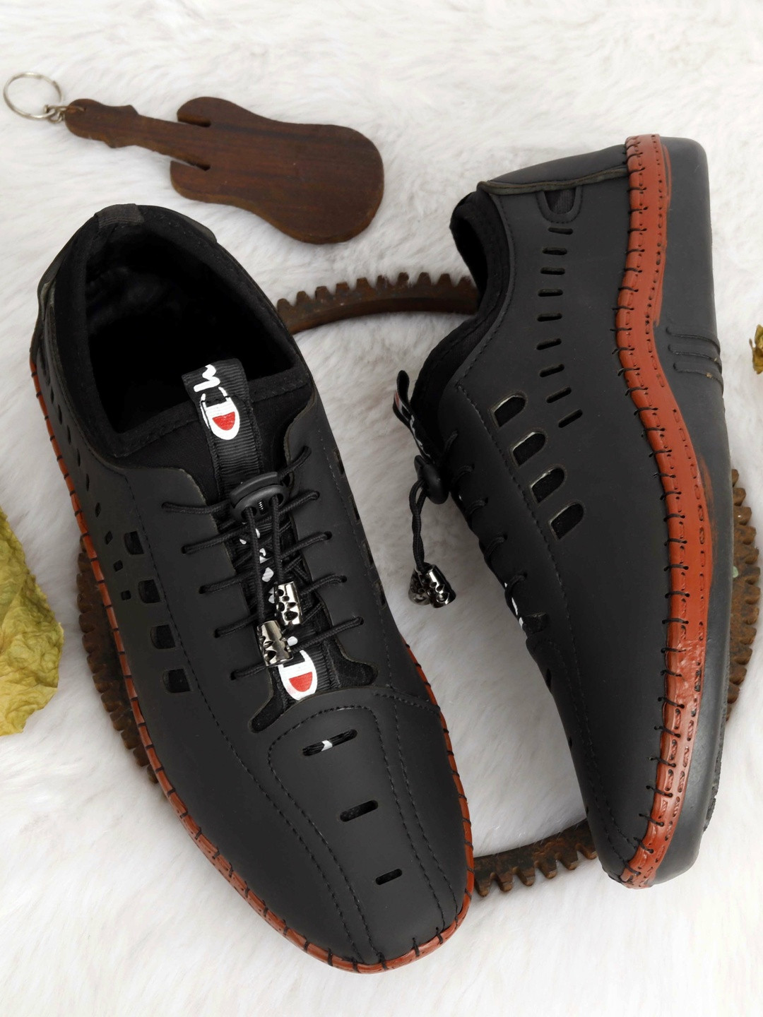 K Footlance Men Perforations Laser Cuts Lace-Ups Sneakers Shoes