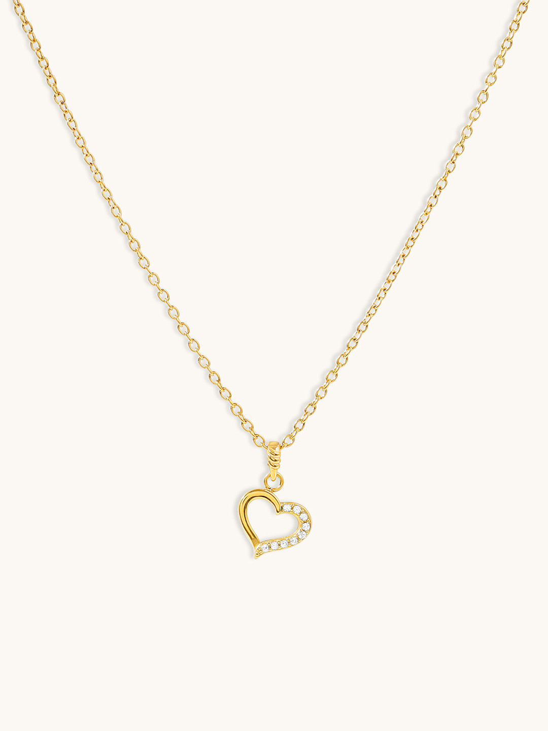 Elinor Jewels Aldora 18K Gold Plated Half Diamond Heart Necklace