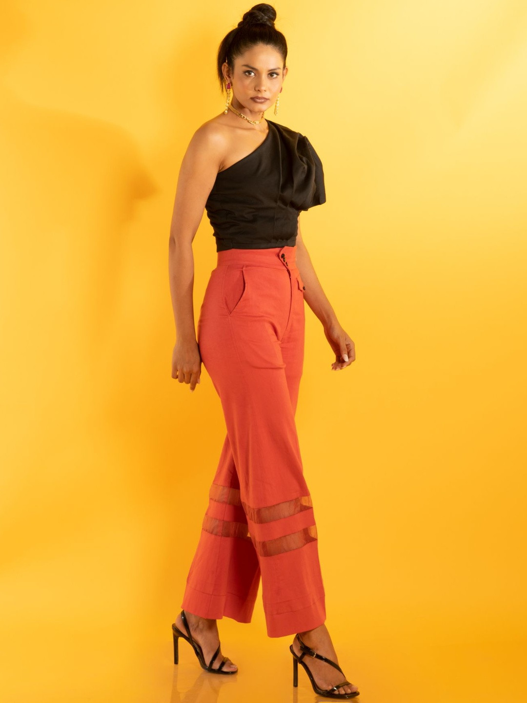 LOVEPRASHA One-Shouldered Cropped Top With Trouser